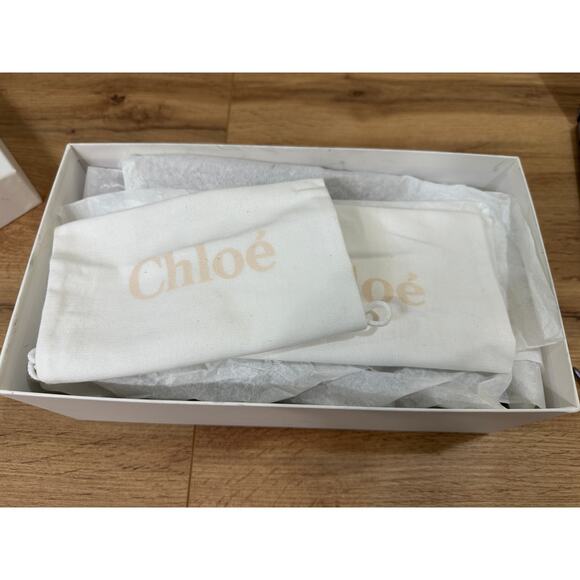 Chloé Alizè Flat Sandals Slides Black Suede Size 8 US 38 EU NIB Gold Buckles - Picture 16 of 16